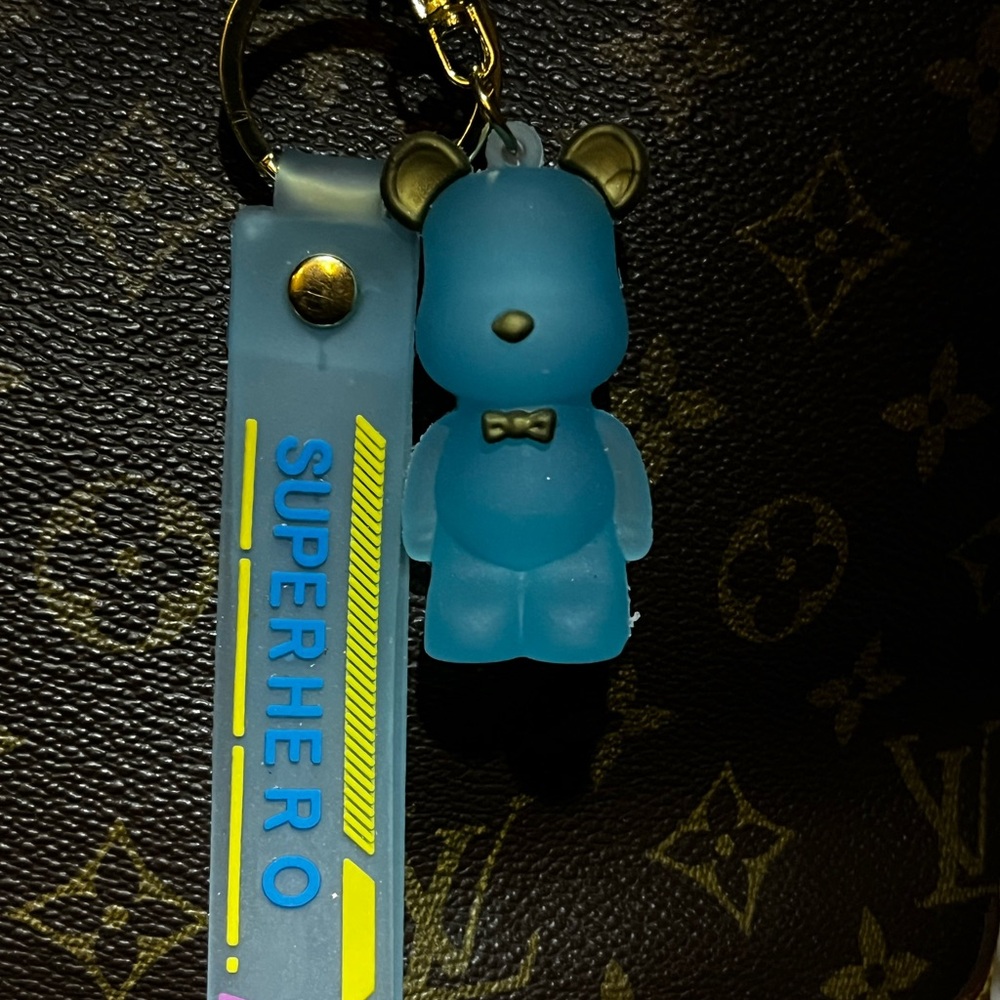 Blue Bear Keychain with Strap